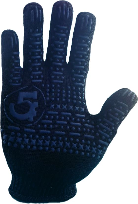 4F68K7R11 Рукавички ТМ "5F", ЧОРНІ, трикотажні з ПВХ, кл.7, р.11